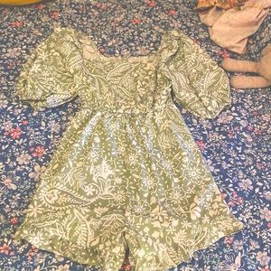 Green floral romper